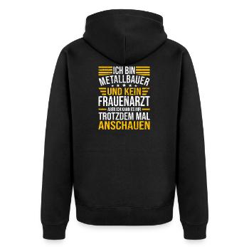 Ich Bin Metallbauer - Unisex Premium Bio Zip Hoodie - Schwarz - Hinten - Nico (187cm)
