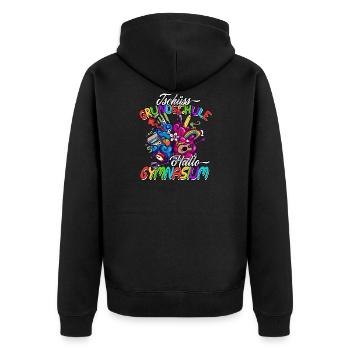 Tschüss Grundschule Hallo Gymnasium Geschenkidee - Unisex Premium Bio Zip Hoodie - Schwarz - Hinten - Nico (187cm)