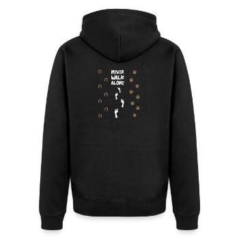 Pferd Hund Pony - Unisex Premium Bio Zip Hoodie - Schwarz - Hinten - Nico (187cm)