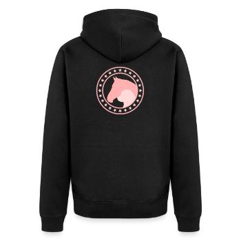 Pferd Hund Pony - Unisex Premium Bio Zip Hoodie - Schwarz - Hinten - Nico (187cm)