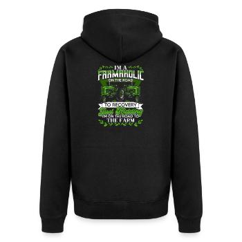 Bauer Landwirt Geschenk Spruch Traktor Fan - Unisex Premium Bio Zip Hoodie - Schwarz - Hinten - Nico (187cm)