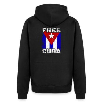 Free Cuba, Cuban Revolution Flag - Unisex Premium Bio Zip Hoodie - Schwarz - Hinten - Nico (187cm)