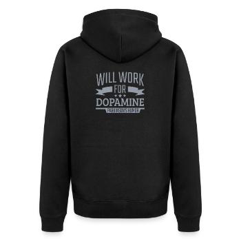 Parkinson Will Work For Dopamine Parkinson's Humor - Unisex Premium Organic Zip Hoodie - black - Back - Nico (187cm)