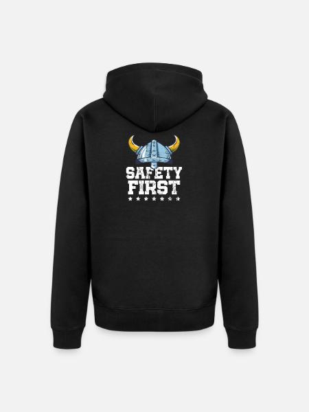 Schutzhelm Sicherheit Erstes schützendes Wikingergeschenk - Unisex Premium Bio Zip Hoodie - Schwarz