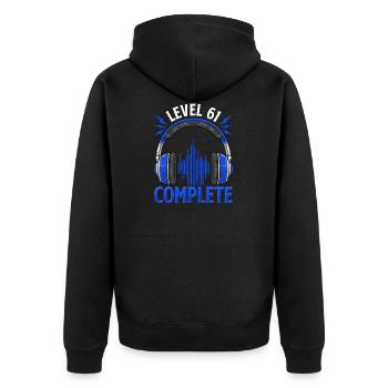 Niveau 61 Est atteint - Cadeau - Veste à capuche bio Premium Unisexe - noir - Dos - Nico (187cm)