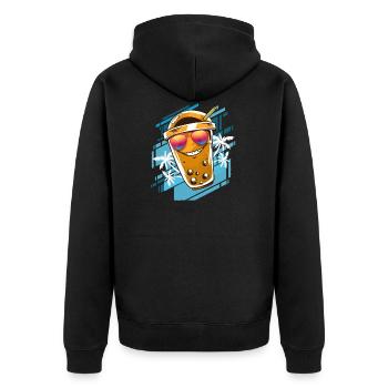 Summer Kawaii Bubble Tea mit Sonnenbrille Boba - Unisex Premium Bio Zip Hoodie - Schwarz - Hinten - Nico (187cm)