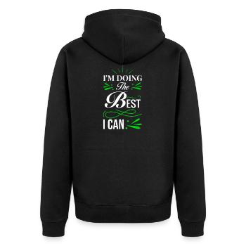 Ich gebe mein bestes - Unisex Premium Bio Zip Hoodie - Schwarz - Hinten - Nico (187cm)