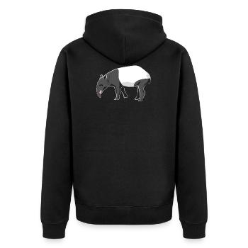 Tapir Zootier - Unisex Premium Bio Zip Hoodie - Schwarz - Hinten - Nico (187cm)