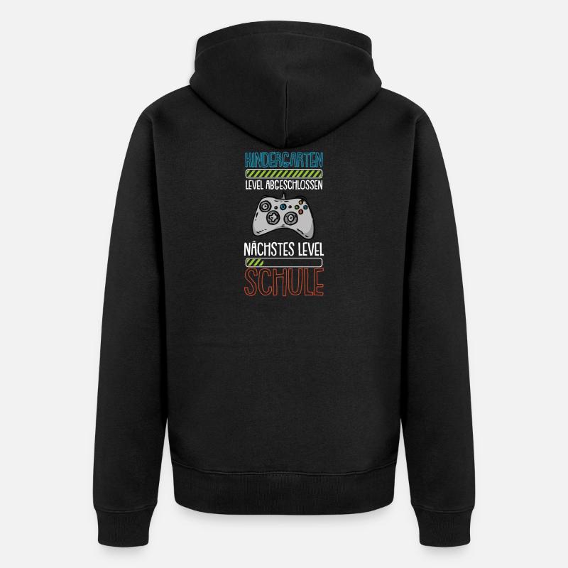 Einschulung Level Schule Schulanfang Geschenk - Unisex Premium Bio Zip Hoodie - Schwarz