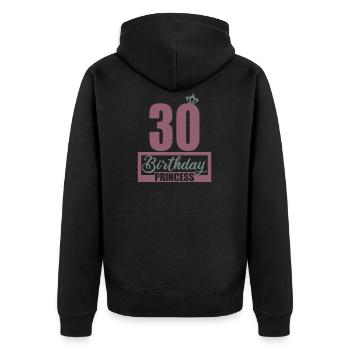 30. Geburtstag 30 Jahre 30er Birthday Princess - Unisex Premium Bio Zip Hoodie - Schwarz - Hinten - Nico (187cm)
