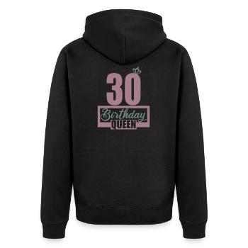 30. Geburtstag 30 Jahre 30er Birthday Queen - Unisex Premium Bio Zip Hoodie - Schwarz - Hinten - Nico (187cm)