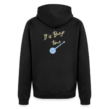 Banjo Vintage Bluegrass Musikspieler Geschenk - Unisex Premium Bio Zip Hoodie - Schwarz - Hinten - Nico (187cm)