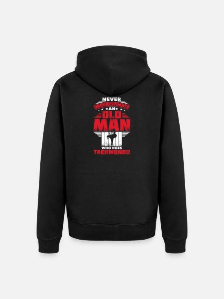 Taekwondo old man - Unisex Premium Organic Zip Hoodie - black