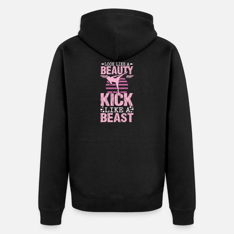 Karate beauty - Unisex Premium Bio Zip Hoodie - Schwarz