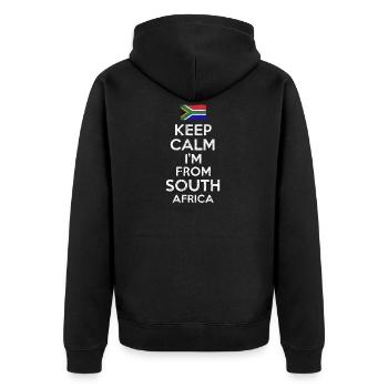 South Africa Keep Calm - Unisex Premium Bio Zip Hoodie - Schwarz - Hinten - Nico (187cm)