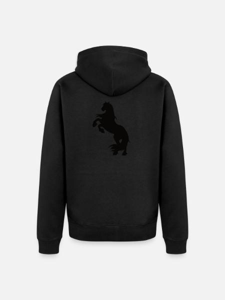 steigendes Friesen Pferd - Unisex Premium Bio Zip Hoodie - Schwarz