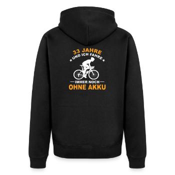 Fahrradfahrer Geschenk 33 Jahre Rentner Geburtstag - Unisex Premium Bio Zip Hoodie - Schwarz - Hinten - Nico (187cm)