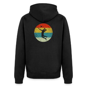 Retro Vinatge Volleyball - Unisex Premium Bio Zip Hoodie - Schwarz - Hinten - Nico (187cm)
