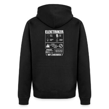 Elektriker Handwerker Multitasker Meister - Unisex Premium Bio Zip Hoodie - Schwarz - Hinten - Nico (187cm)