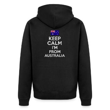 Australia Keep Calm - Unisex Premium Bio Zip Hoodie - Schwarz - Hinten - Nico (187cm)