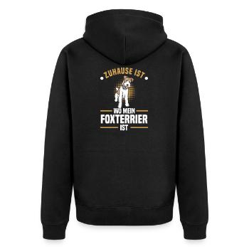 Foxterrier Drahthaar | Foxterrier - Unisex Premium Bio Zip Hoodie - Schwarz - Hinten - Nico (187cm)