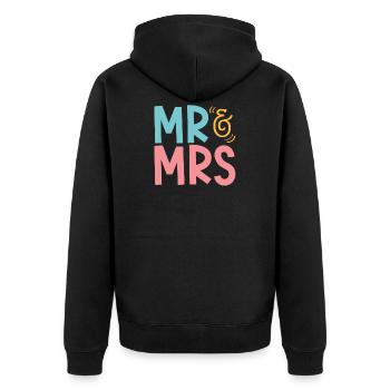 Mr & Mrs Wedding - Unisex Premium Organic Zip Hoodie - black - Back - Nico (187cm)