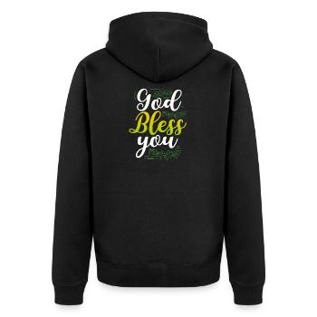 Christian Gift God Bless You Christianity Gift - Unisex Premium Organic Zip Hoodie - black - Back - Nico (187cm)