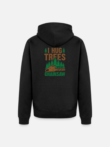 Arborist Chainsaw Funny Trees - Unisex Premium Organic Zip Hoodie - black