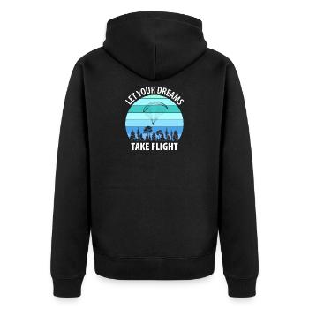 Paragliding Gleitschirm Paragleiter Paraglider - Unisex Premium Bio Zip Hoodie - Schwarz - Hinten - Nico (187cm)