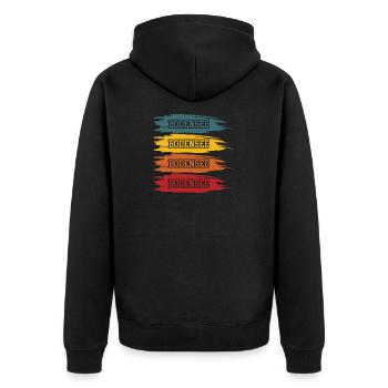 Bodensee - Unisex Premium Bio Zip Hoodie - Schwarz - Hinten - Nico (187cm)