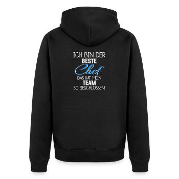 Bester Chef das hat mein Team Beschlossen - Unisex Premium Bio Zip Hoodie - Schwarz - Hinten - Nico (187cm)