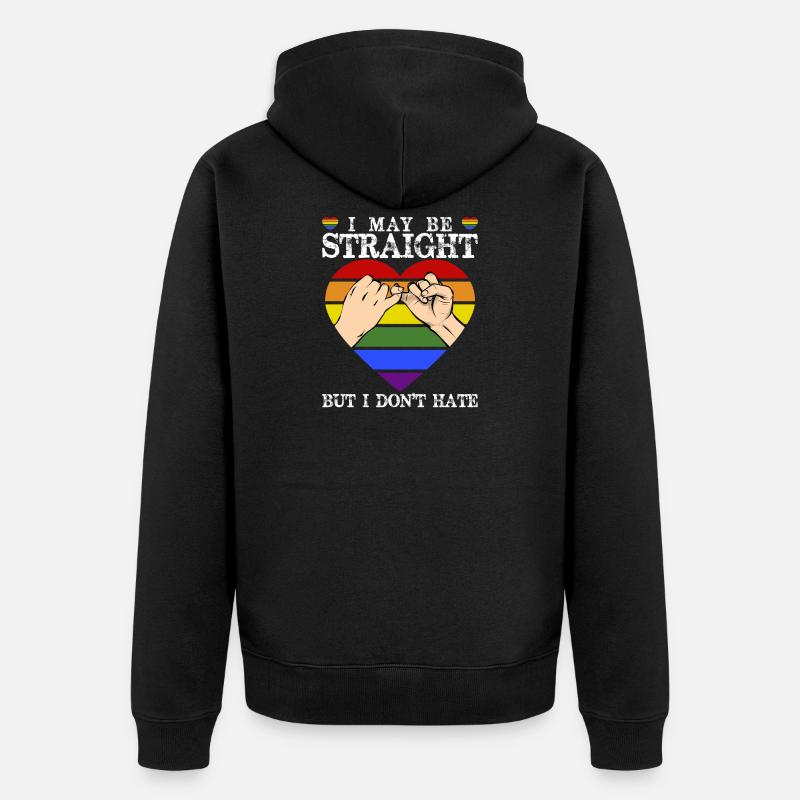 LGBTQ Coeur arc-en-ciel - Veste à capuche bio Premium Unisexe - noir