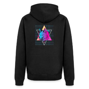 Japon Vaporwave Wolf - Veste à capuche bio Premium Unisexe - noir - Dos - Nico (187cm)