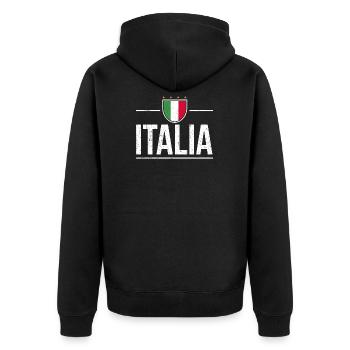 ITALIA 2021 Italienische Flagge Fußball Italien Fa - Unisex Premium Bio Zip Hoodie - Schwarz - Hinten - Nico (187cm)