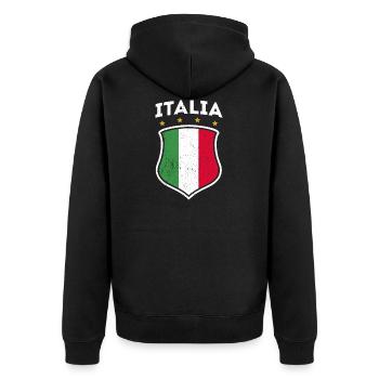ITALIA Italienische Flagge Fußball Italien Fan - Unisex Premium Bio Zip Hoodie - Schwarz - Hinten - Nico (187cm)