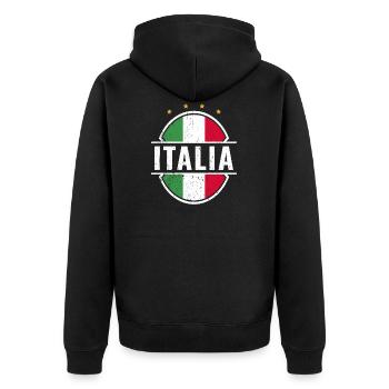 ITALIA Fußball Italien - Unisex Premium Bio Zip Hoodie - Schwarz - Hinten - Nico (187cm)