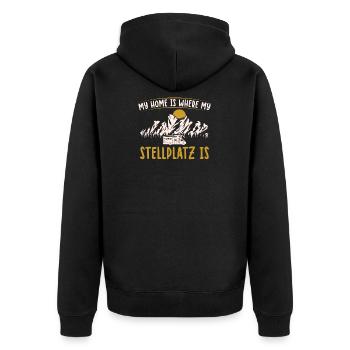 Home Is Where My Stellplatz Is Camping Camper - Unisex Premium Bio Zip Hoodie - Schwarz - Hinten - Nico (187cm)