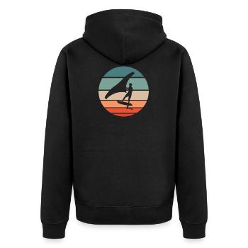 Wing Foiling Surf Surfing Surfer - Unisex Premium Bio Zip Hoodie - Schwarz - Hinten - Nico (187cm)