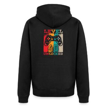 40 Geburtstag Level 40 Unlocked Gamer Zocker - Unisex Premium Bio Zip Hoodie - Schwarz - Hinten - Nico (187cm)