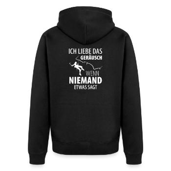 Eisklettern Eiskletterer Eispickel - Unisex Premium Bio Zip Hoodie - Schwarz - Hinten - Nico (187cm)