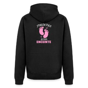 J'peux pas je suis enceinte Annonce Grossesse Cade - Veste à capuche bio Premium Unisexe - noir - Dos - Nico (187cm)