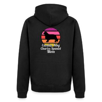 Cavalier King Charles Spaniel Mom I Retro Cavalier - Unisex Premium Organic Zip Hoodie - black - Back - Nico (187cm)