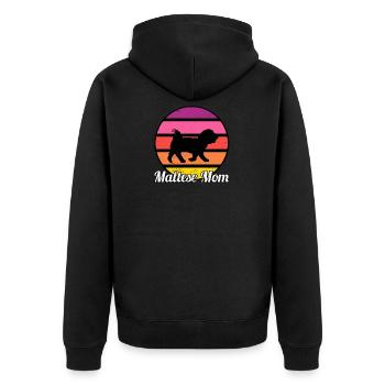 Maltese Mom I Retro Maltese Mom - Unisex Premium Bio Zip Hoodie - Schwarz - Hinten - Nico (187cm)