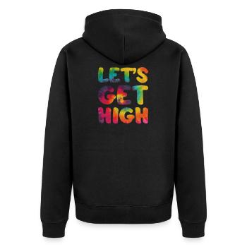 Hippie saying Lets goes high - Unisex Premium Organic Zip Hoodie - black - Back - Nico (187cm)