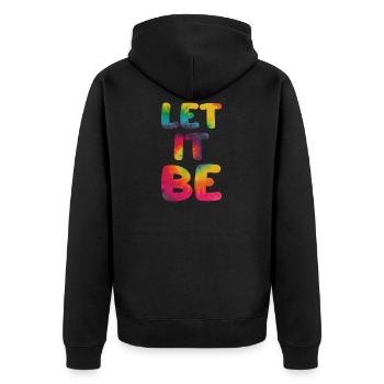 Hippie saying Let it be - Unisex Premium Organic Zip Hoodie - black - Back - Nico (187cm)