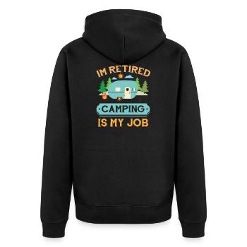 Pensionierte Camp Camping Ruhestand Geschenk Bekleidung - Unisex Premium Bio Zip Hoodie - Schwarz - Hinten - Nico (187cm)
