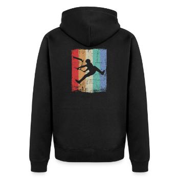 Stuntscooter Scooter Tretroller - Unisex Premium Bio Zip Hoodie - Schwarz - Hinten - Nico (187cm)