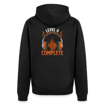 Niveau 6 Est atteint - Cadeau - Veste à capuche bio Premium Unisexe - noir - Dos - Nico (187cm)