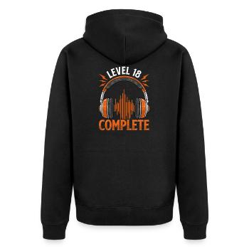 Niveau 18 Est atteint - Cadeau - Veste à capuche bio Premium Unisexe - noir - Dos - Nico (187cm)