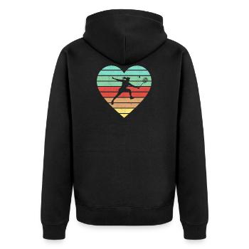Badminton Vintage Heart Badminton Retro Women - Unisex Premium Organic Zip Hoodie - black - Back - Nico (187cm)